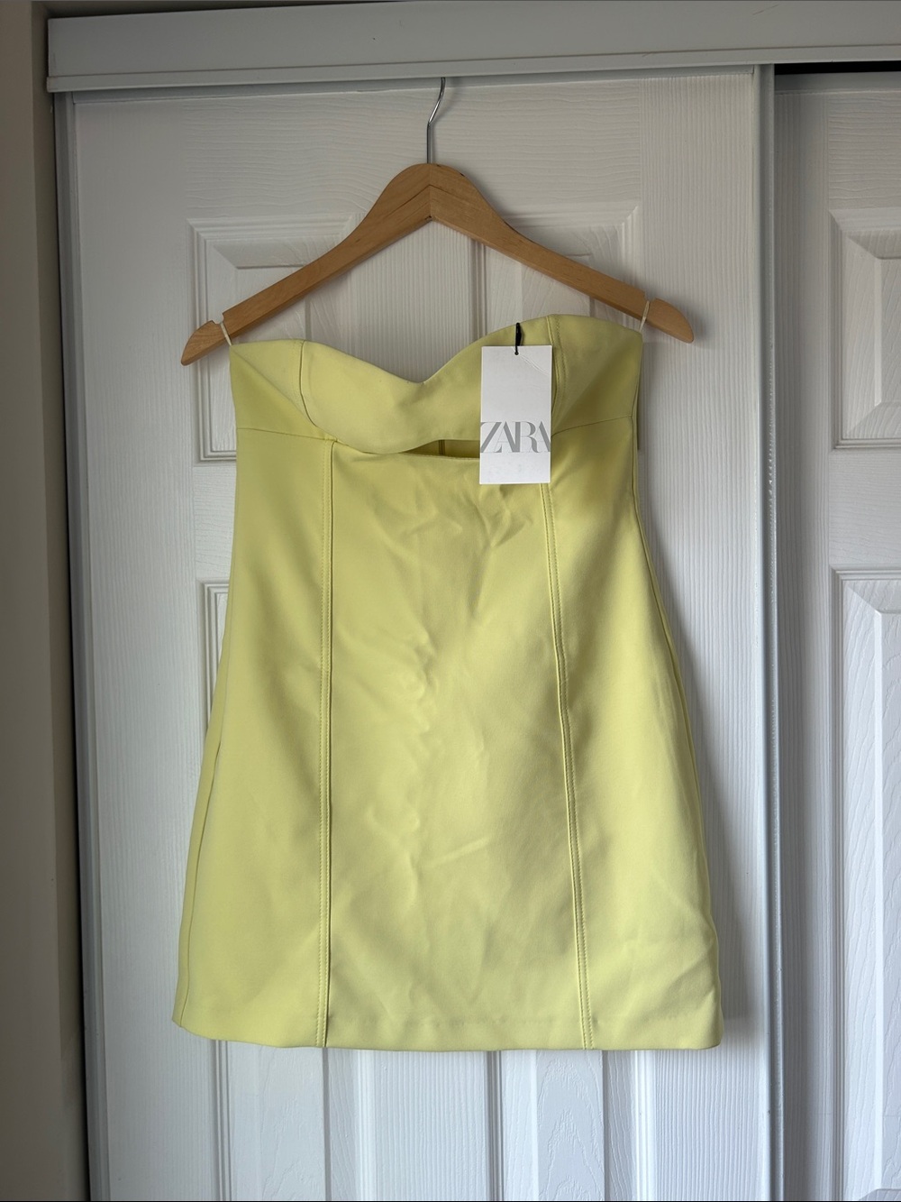 Zara Strapless Pale Yellow Mini Dress